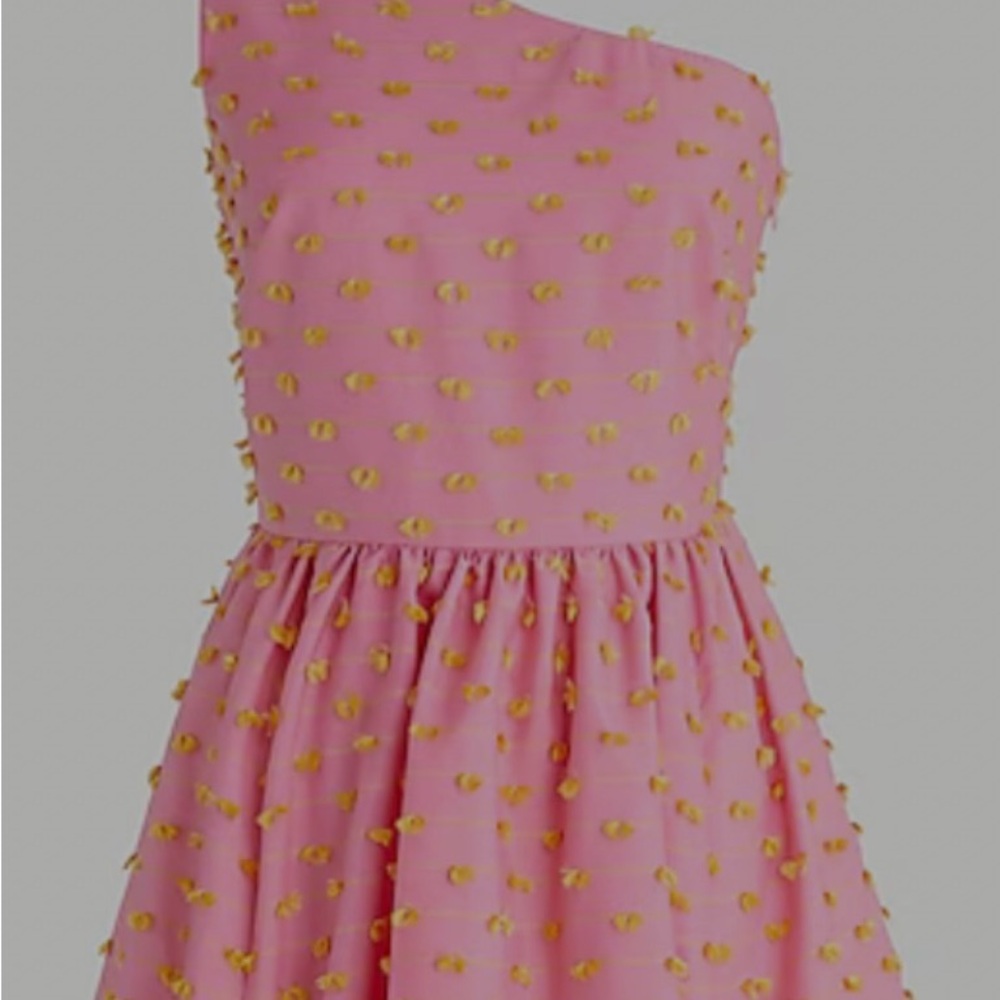 J Crew Pink One-Shoulder Dress with Yellow Accents